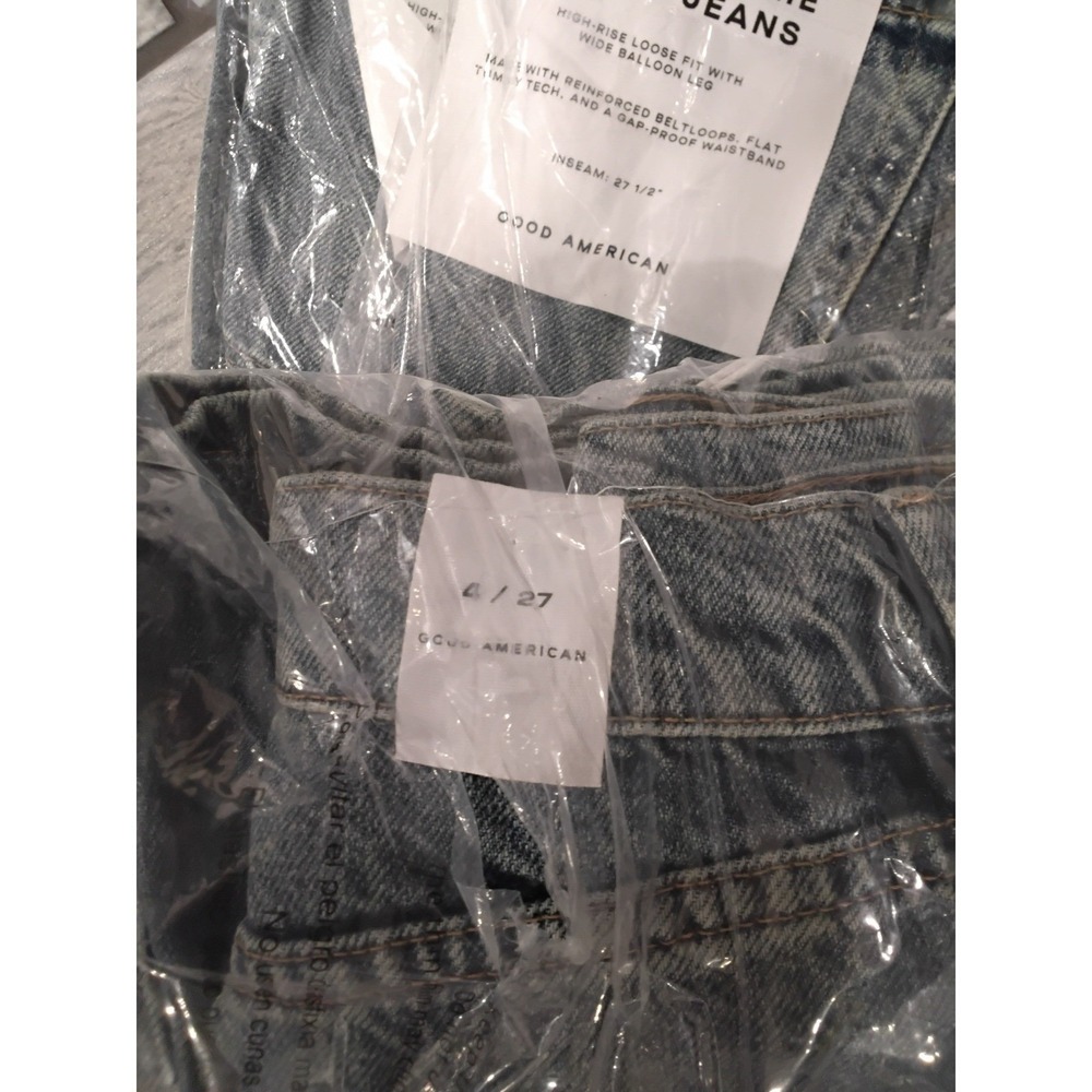 Good American Good Extreme Baggy Jeans Blue High Rise Wide Balloon Leg Size 4 27 - Picture 6 of 6